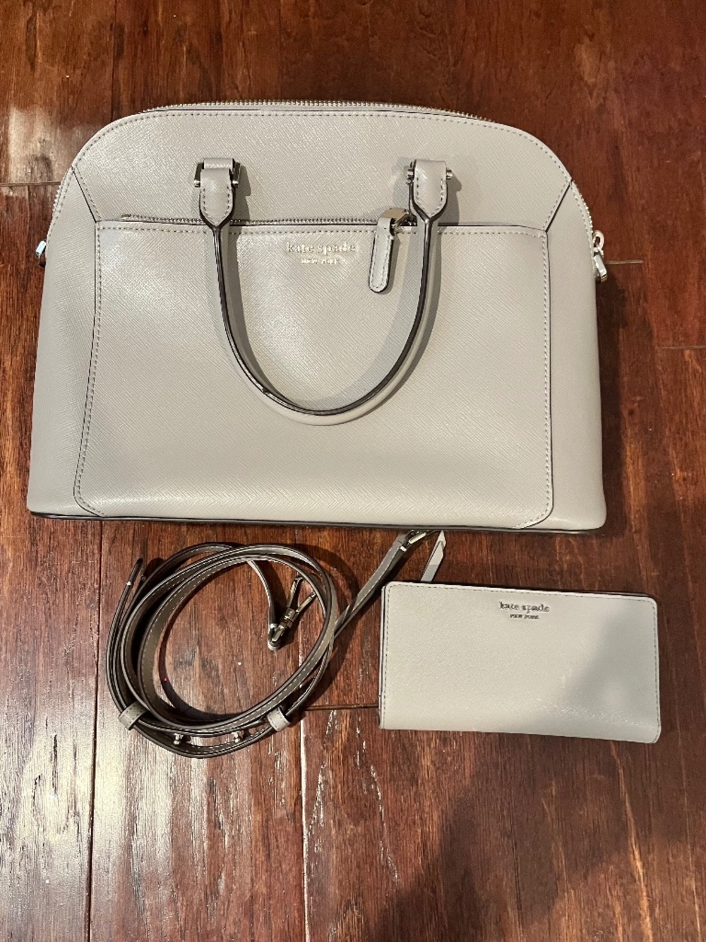 Kate Spade Gray Shoulder Bag with Matching Wallet